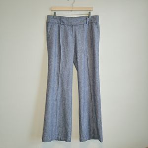 LOFT Blue Marisa Trousers Wide-Leg Linen Blend